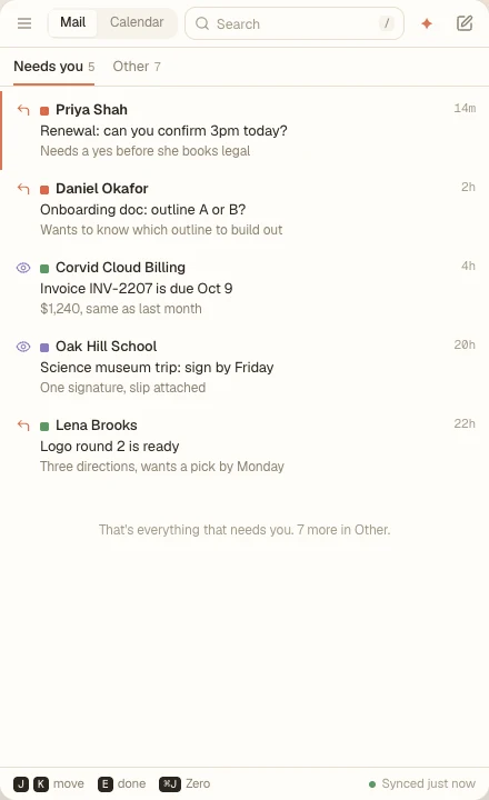 MorningZero's Needs you list with a reason under each message